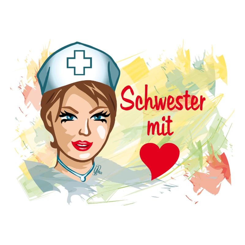 Krankenschwester mit Herz quer