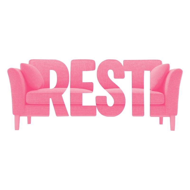 Rest Typography Sofa Pink Design