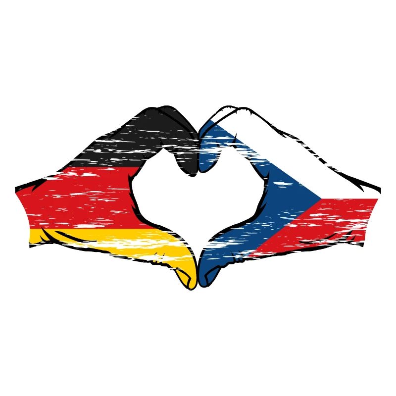 Allemagne République tchèque drapeau mains forme de coeur utilisé