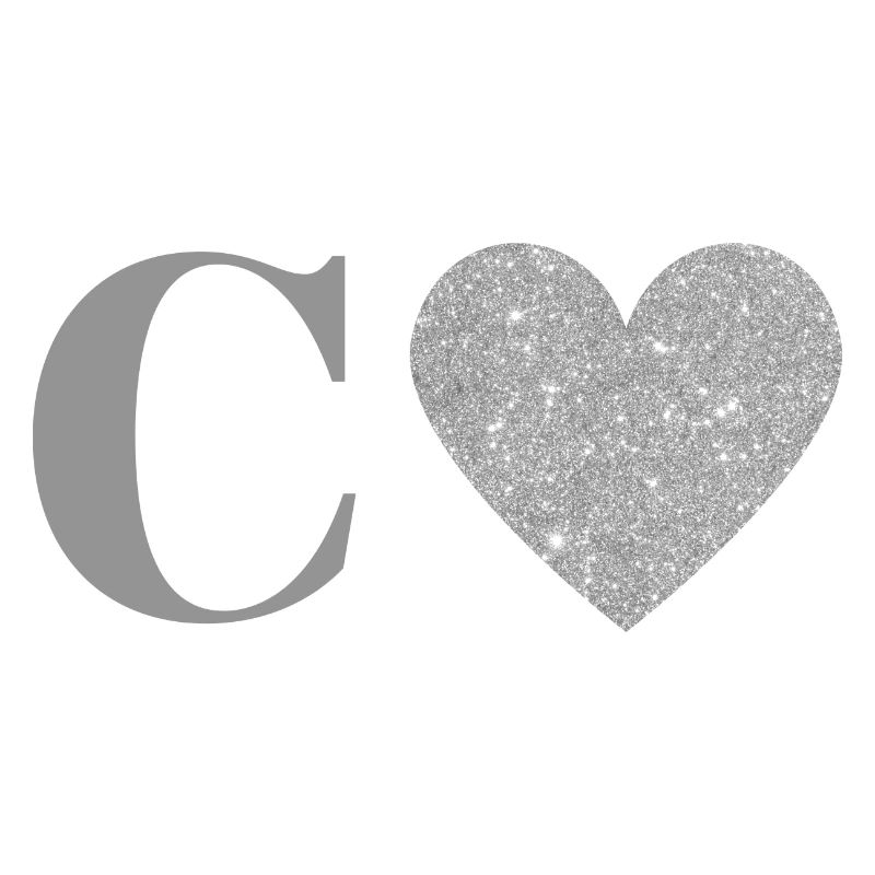Letter c silver heart