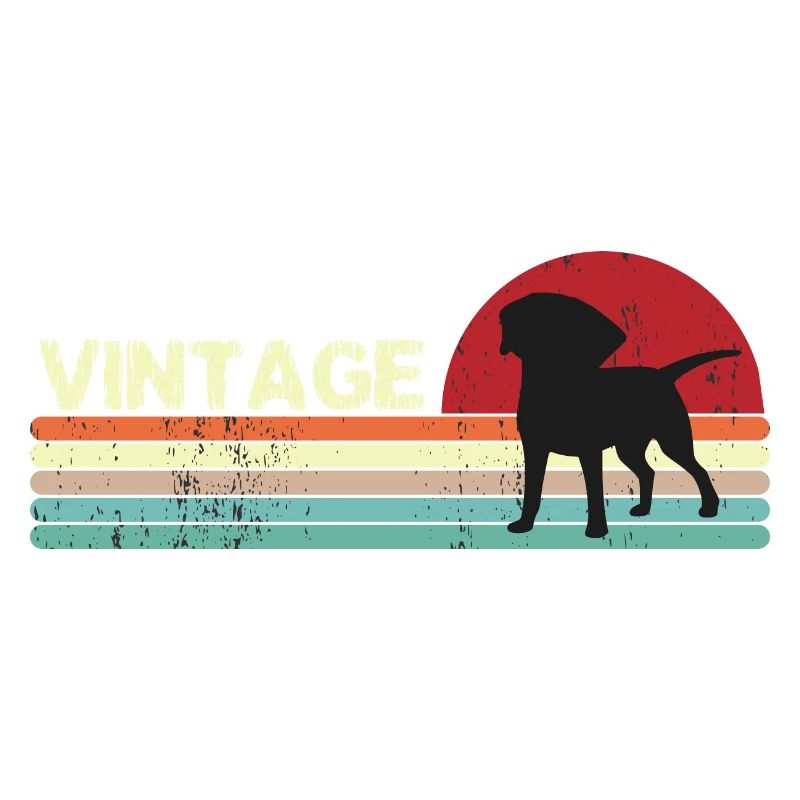 Vintage Dog retro sunset