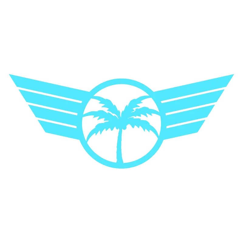 Palm Tree Logo Wing Crest Emblem Symbol Sun Blue