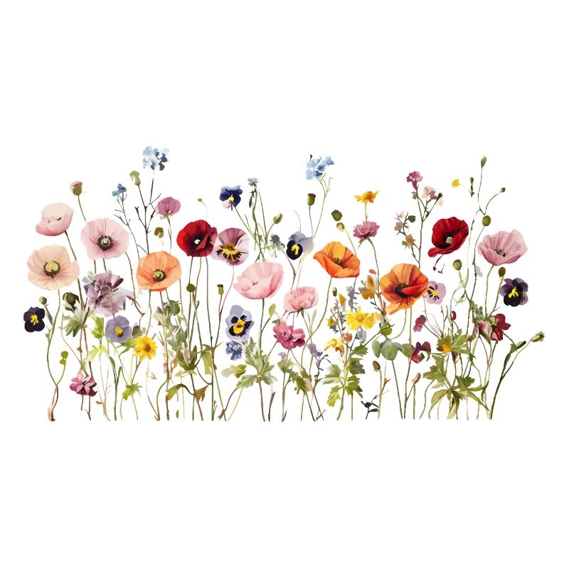 Prairie de fleurs sauvages – Fleurs d’aquarelle naturelles