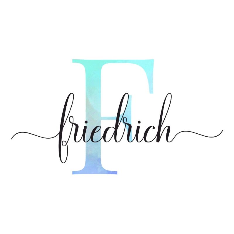 E| Monogram | Name | Frederick | Watercolor