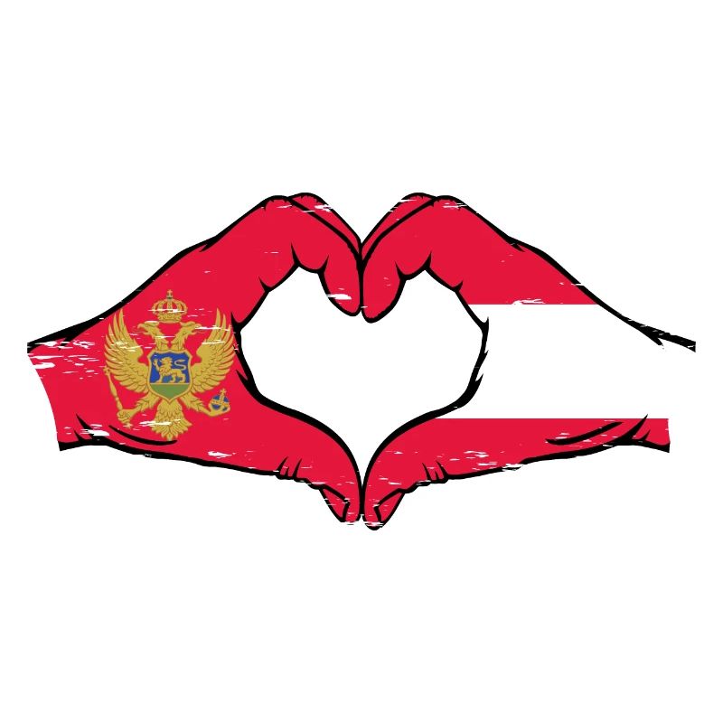 Montenegro Austria flag hands heart shape used