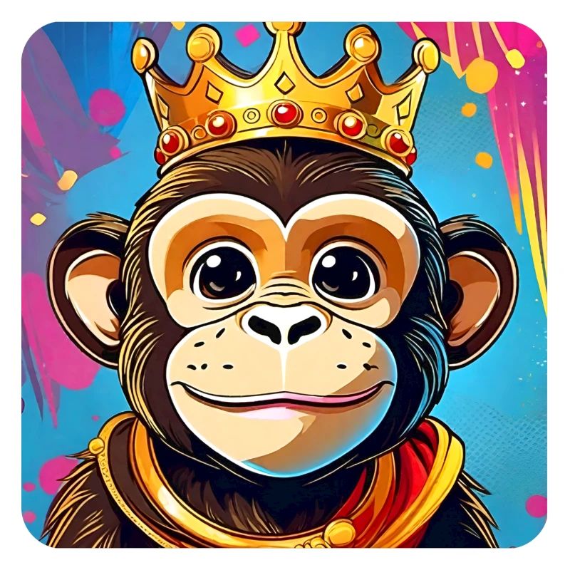Cute grinning monkey with crown
