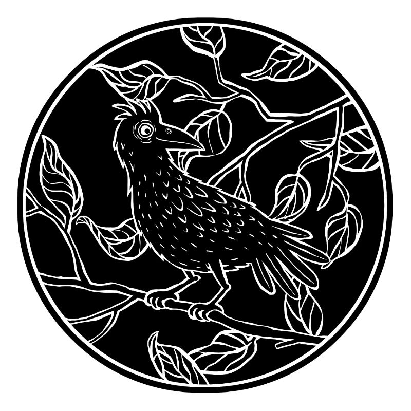 Crow in leaf circle
