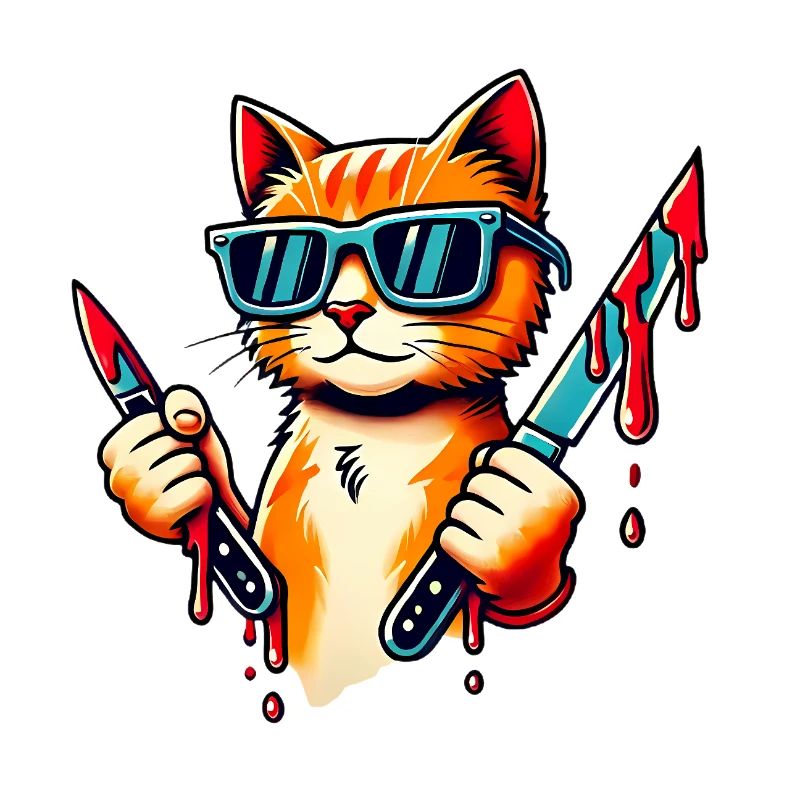 Coole Katze mit Messern Pop Art Design