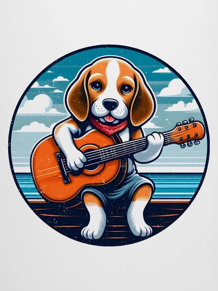 Hundefreund Beagle mit Gitarre