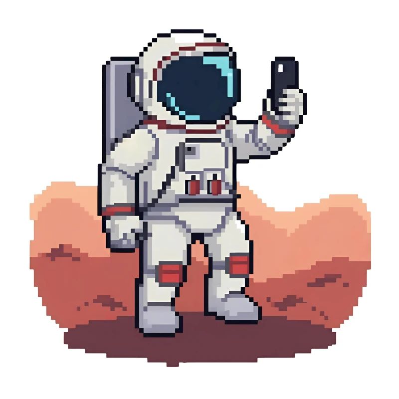 Pixel Astronaut Selfie on Mars – 8-Bit Style