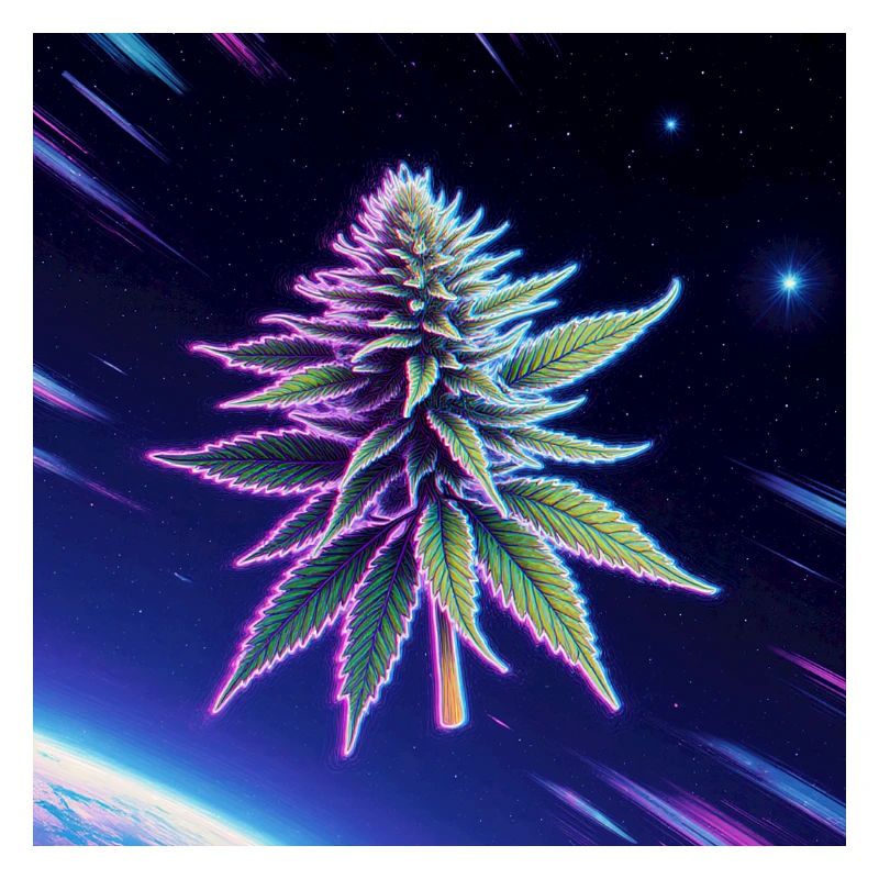 Feuille de cannabis néon spatiale
