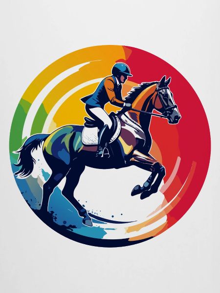 Regenbogen Springpferd Pferd Springreiten Motiv