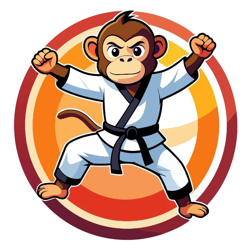 Affe im Karateanzug Karate Training Kinder Motiv