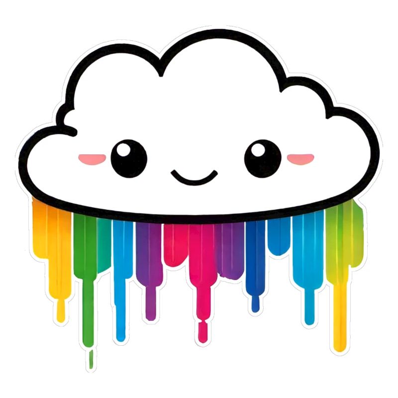 Cute Cloud Raining Rainbow Colors