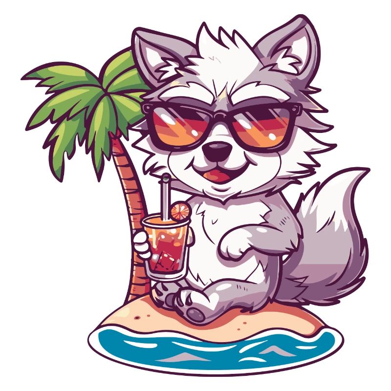 Wolf Sommer Strand Comic