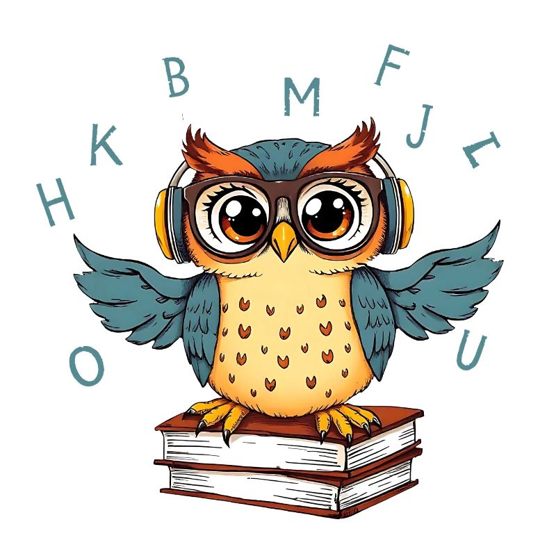 Eule auf Büchern