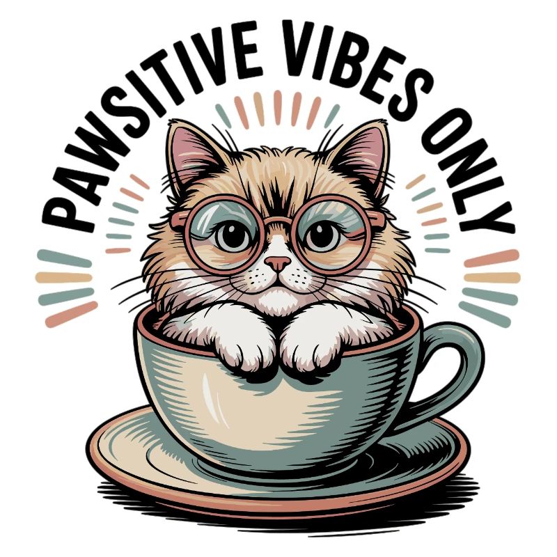 Pawsitive Vibes Only – Cat in a Cup
