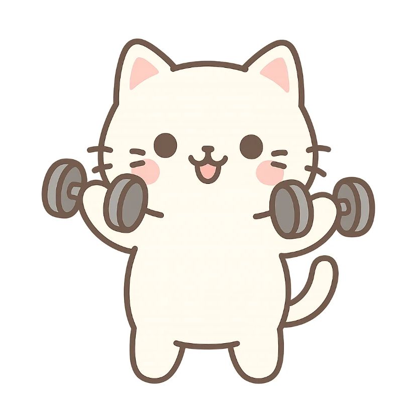 Kitten doing strength training