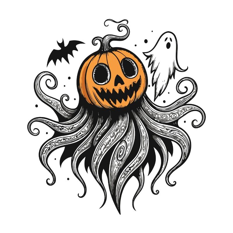 Monster Pumpkin Octopus Ghost Halloween