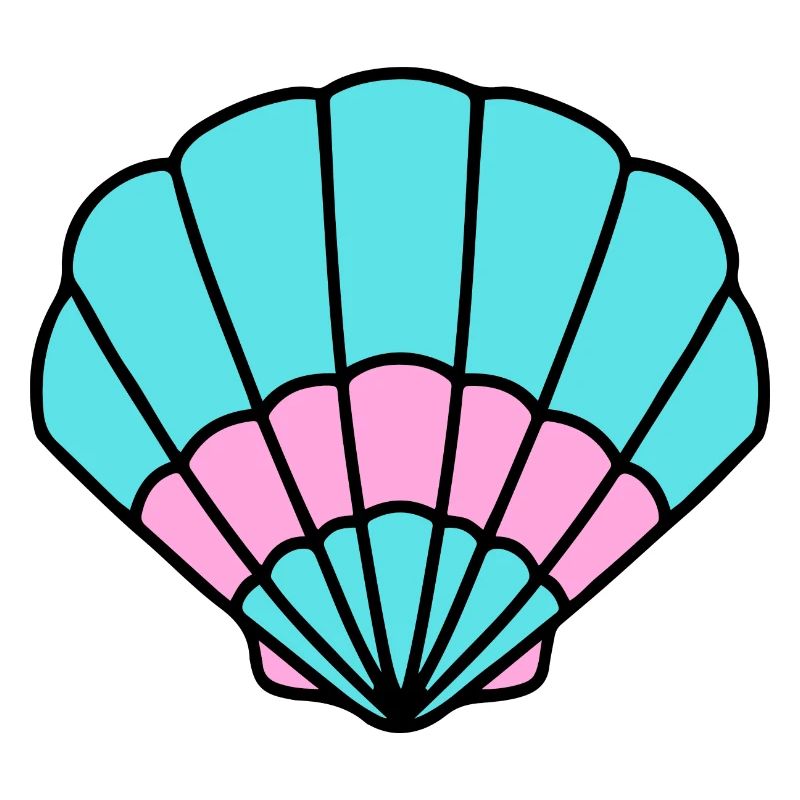 Shell turquoise pink - maritim Comic-Design