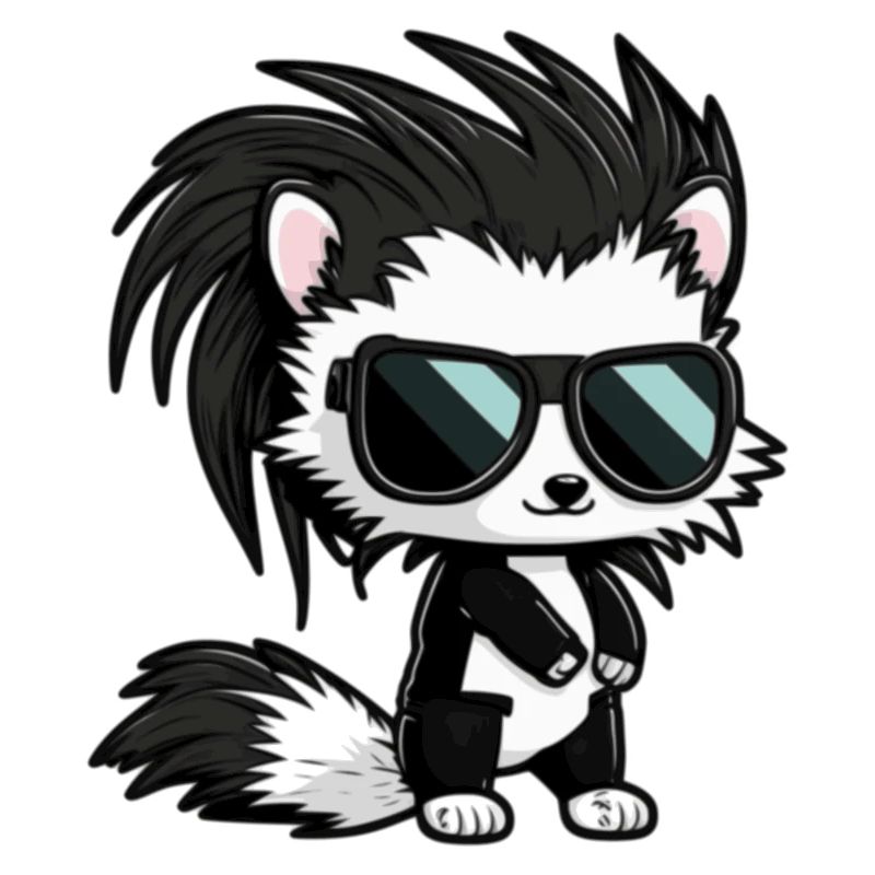 Comic skunk in cool with retro sunglasses