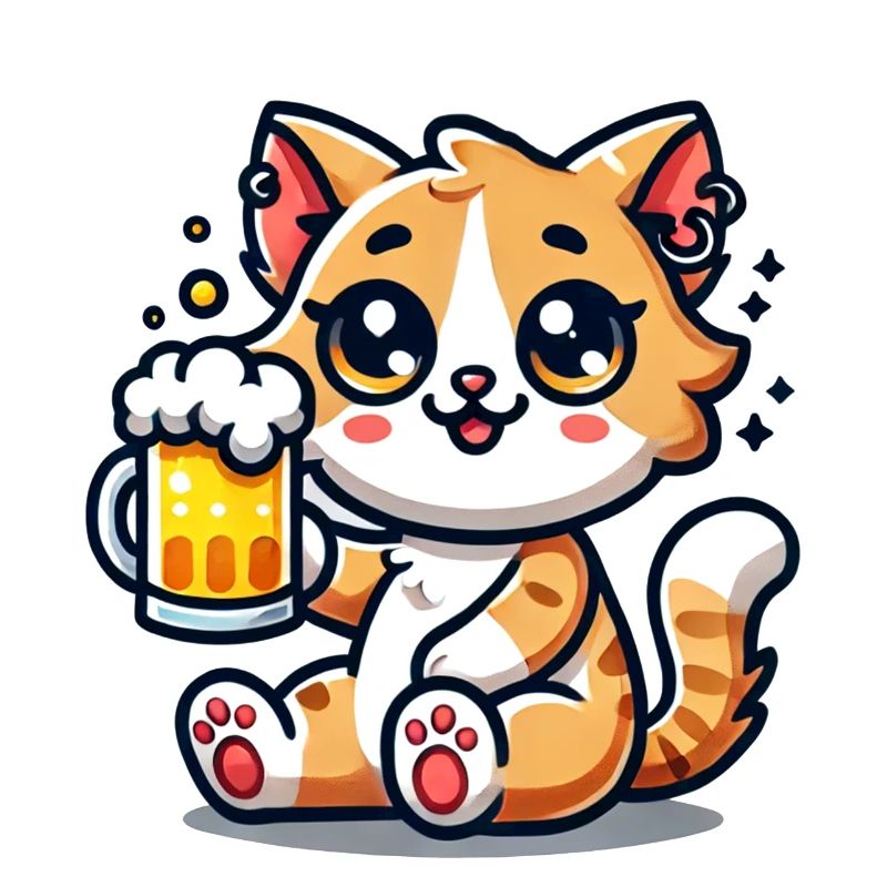 Cute Cat Drinking Beer