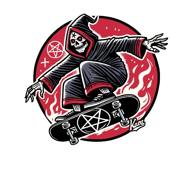 Grim Reaper Skateboarder Does Tricks Skateboard