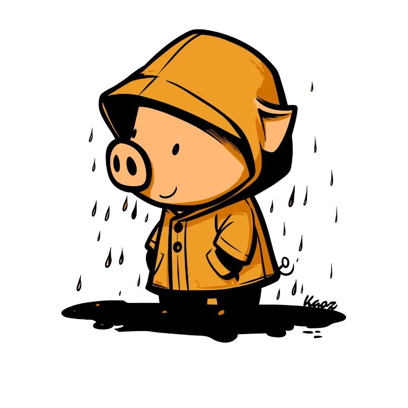 Cochon mignon en imperméable