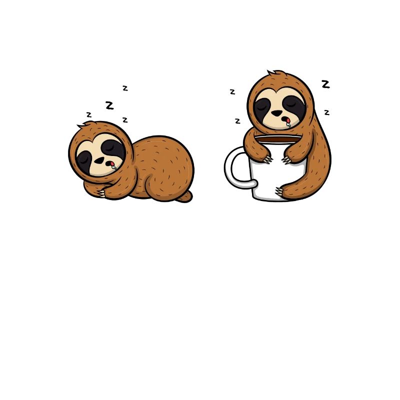 Before Coffe After Coffee Cute sloths