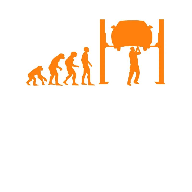KFZ Mechaniker Hebebühne Evolution Affe Mensch