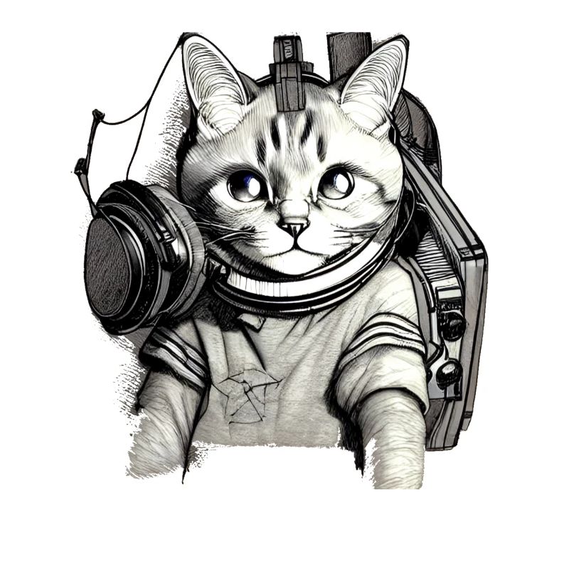 DJ Cat with Blue Eyes