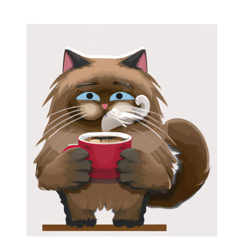 Chat mignon buvant du café