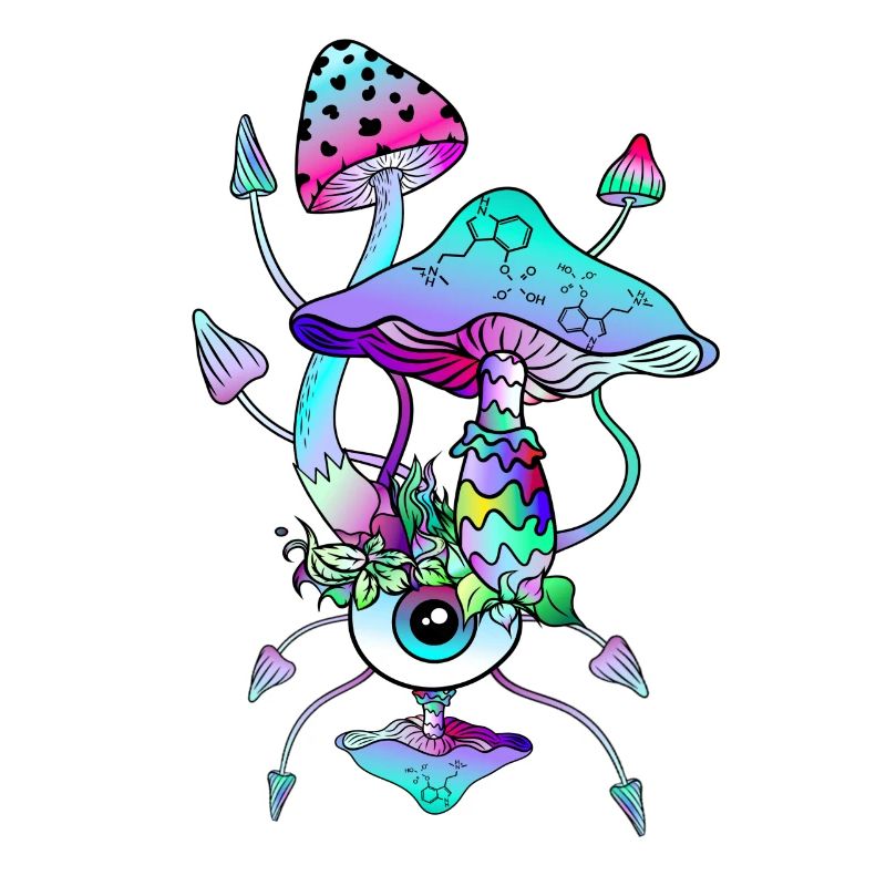 Magic Mushrooms Neon Psychedelic Shrooms