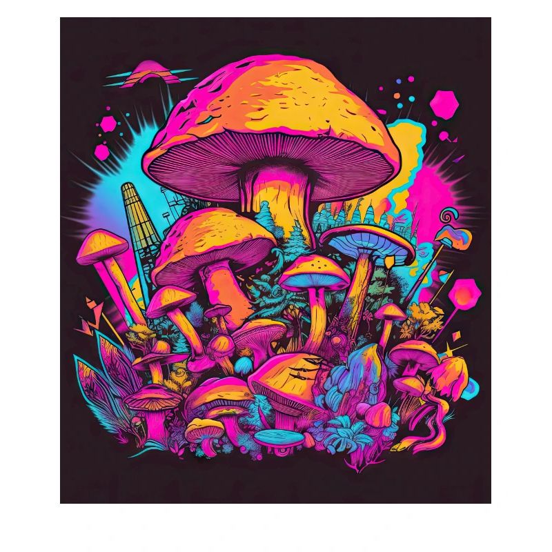Synthwave Magic Mushrooms - Trippy Retro Art