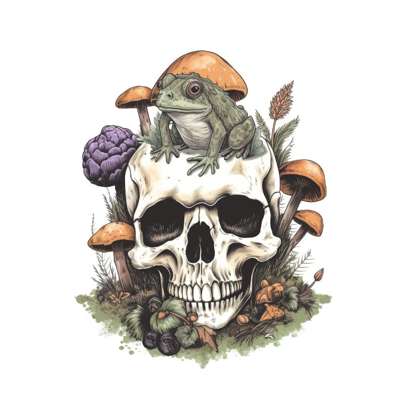 Grenouille dans un crâne