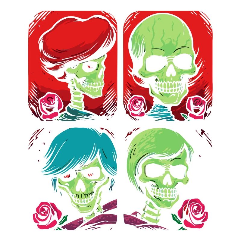 Image de dessin animé Pop Art de crânes et de Roses