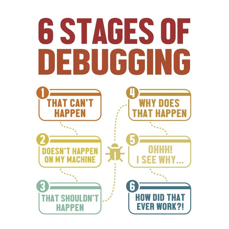 6 Stages of Debugging Softwareingenieur Coder