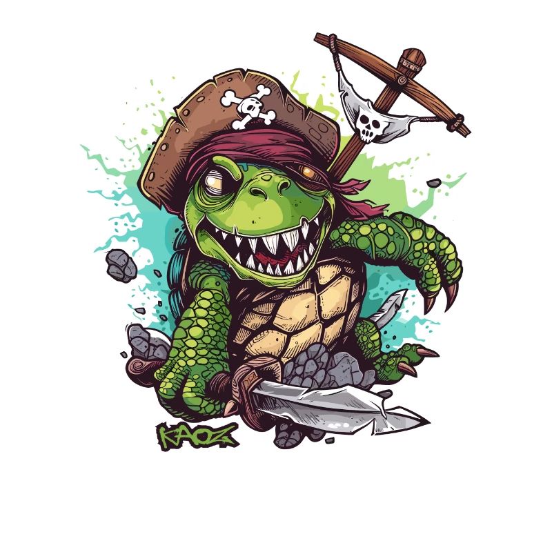 Funny Cartoon Turtle: Turtle Pirate