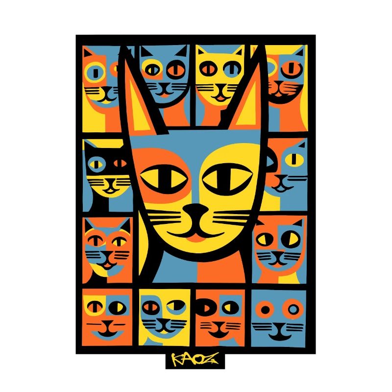 Bunte Pop-Art-Chaos-Kätzchen-Katzen