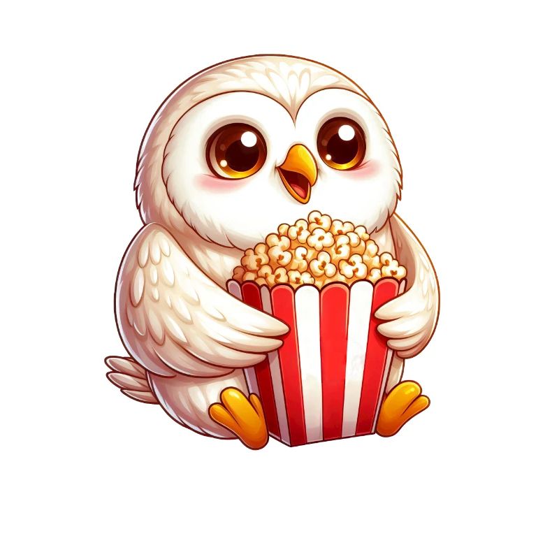 Weise Schneeeule Popcorn Kinoabend