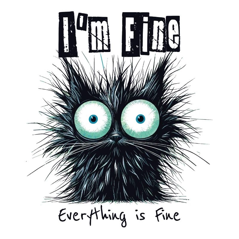 Zerzauste Katze I'm Fine Everything is Fine