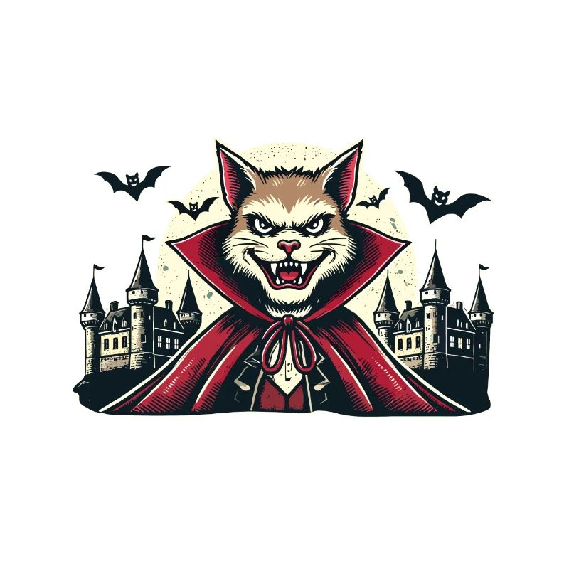 Chat vampire Chat d’Halloween mignon drôle