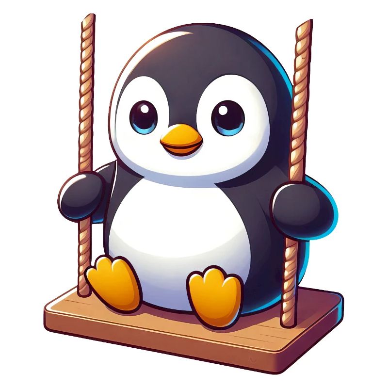 pingouin mignon sur balançoire terrain de jeu dessin animé