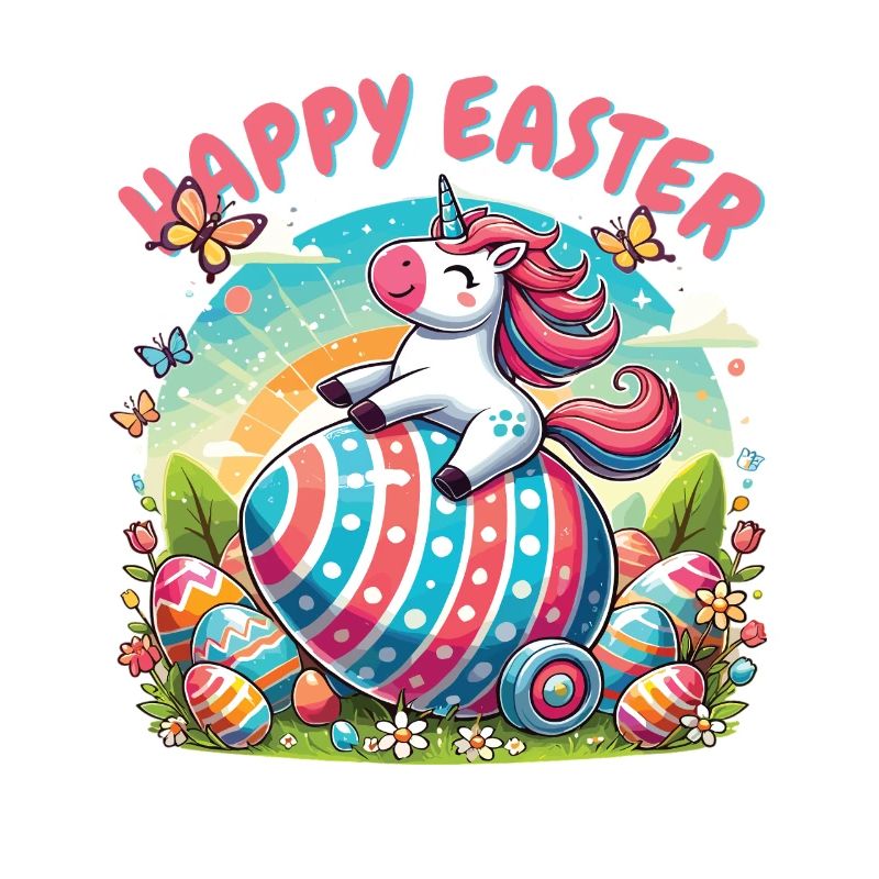 Joyeuses Pâques Licorne - Conception d’oeuf coloré