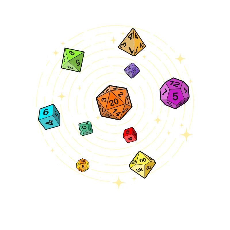 Dice Set In Space RPG Fantasy Meets Sci-Fi Style