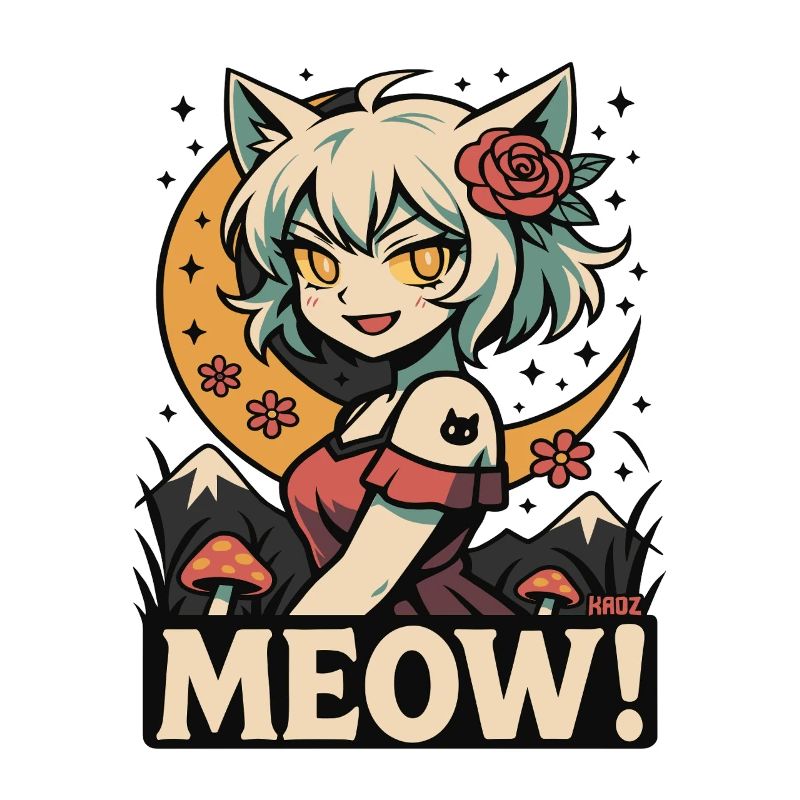 Mondschein-Miau-Katzenmädchen