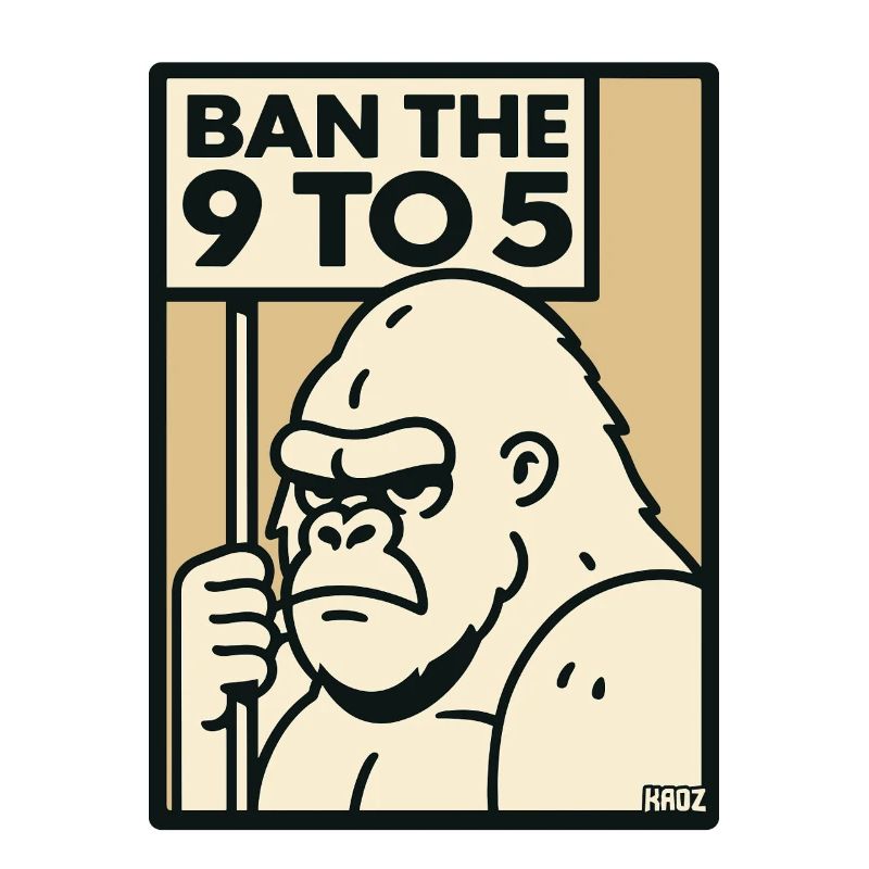 Gorilla against 9 to 5 office and work