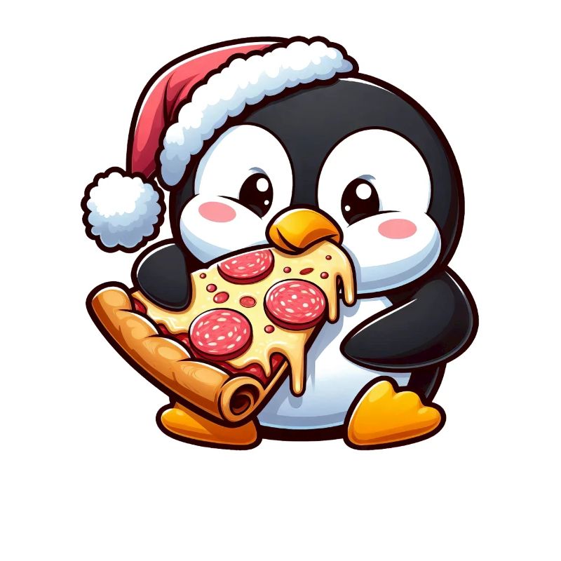 Mignon Pingouin Père Noël Pizza Restauration rapide