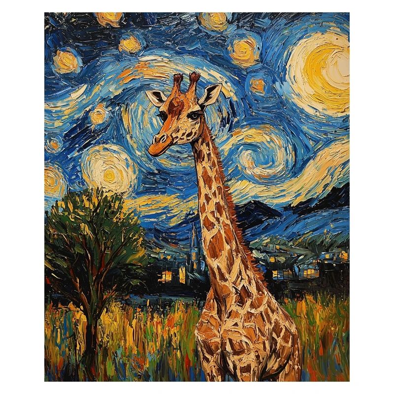 Giraffe Van Gogh Style Starry Night