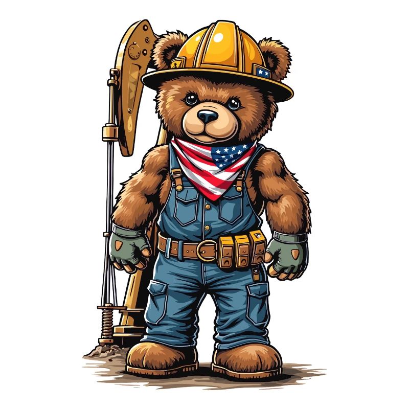 Construction worker bear with tool belt